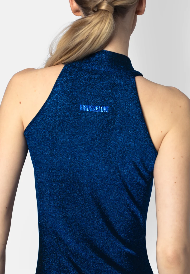Tiefkobaltblaues Viskose-Jersey-Minikleid