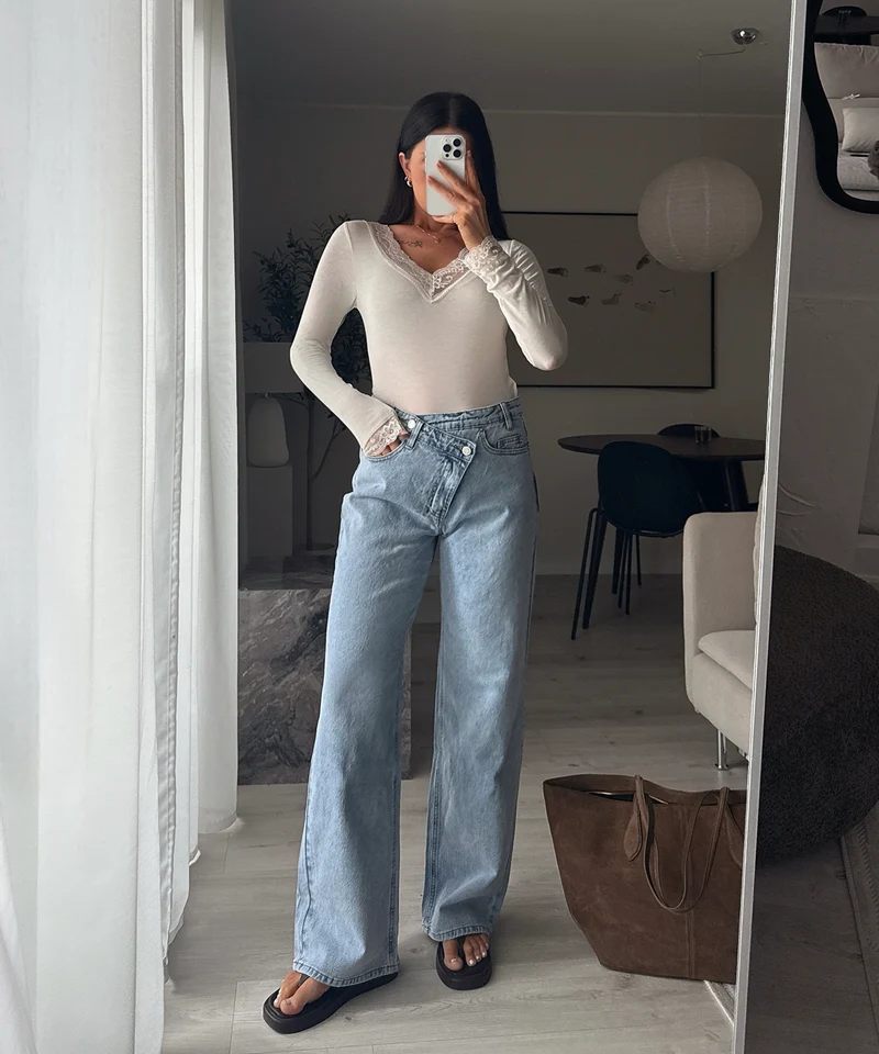Stretch Straight Leg Jeans Galia Hellblau