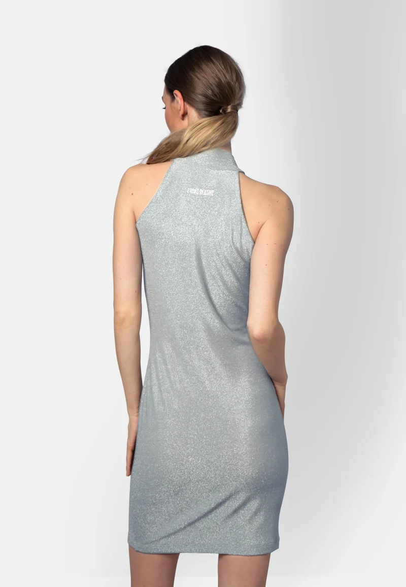 Silbergraues Viskose-Jersey-Minikleid