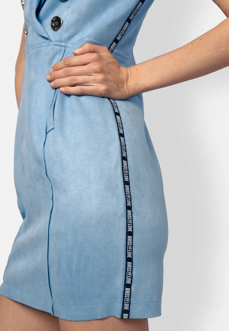 Eisblaues Minikleid aus veganem Ökoleder
