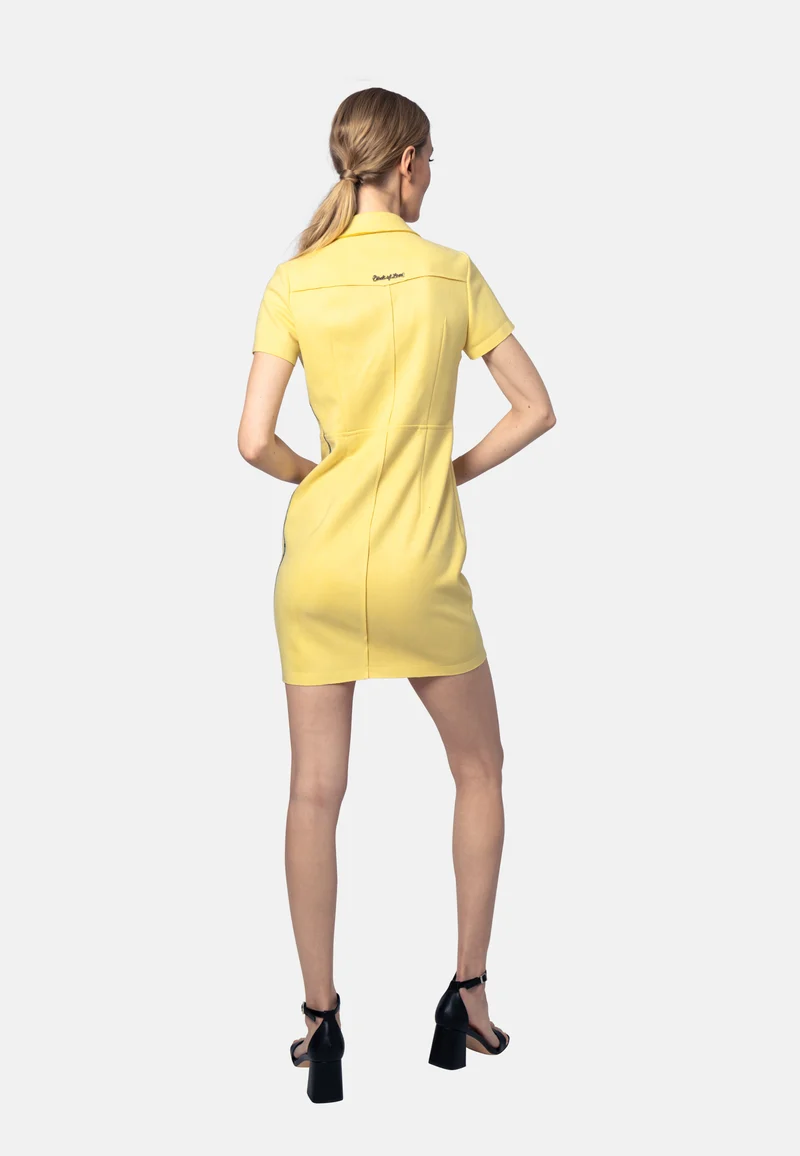 Sonnengelbes Minikleid aus veganem Ökoleder