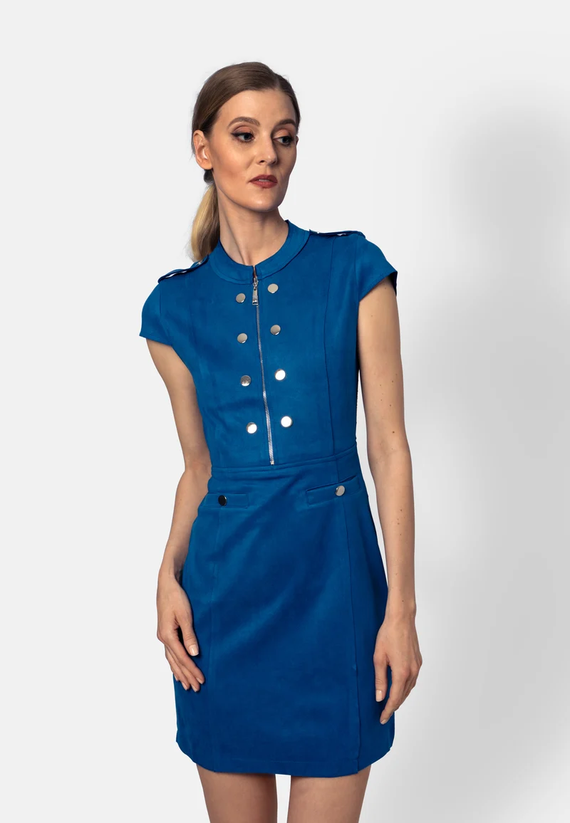 Blaues Minikleid aus veganem Ökoleder