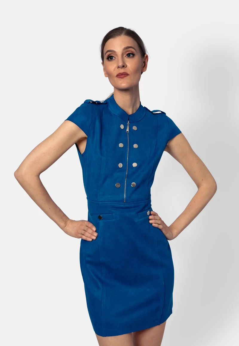 Blaues Minikleid aus veganem Ökoleder