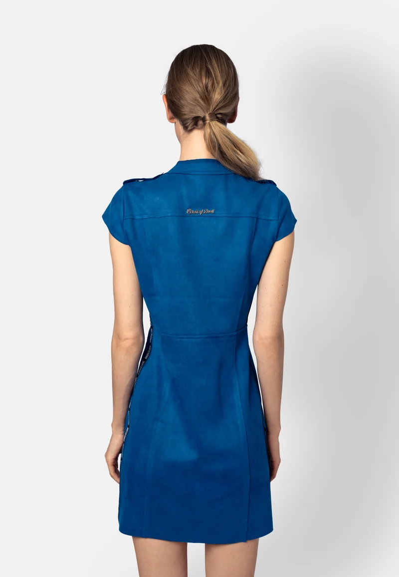 Blaues Minikleid aus veganem Ökoleder
