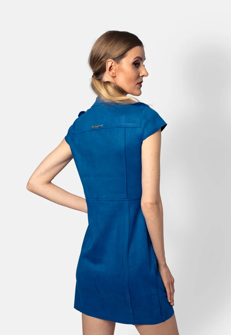 Blaues Minikleid aus veganem Ökoleder