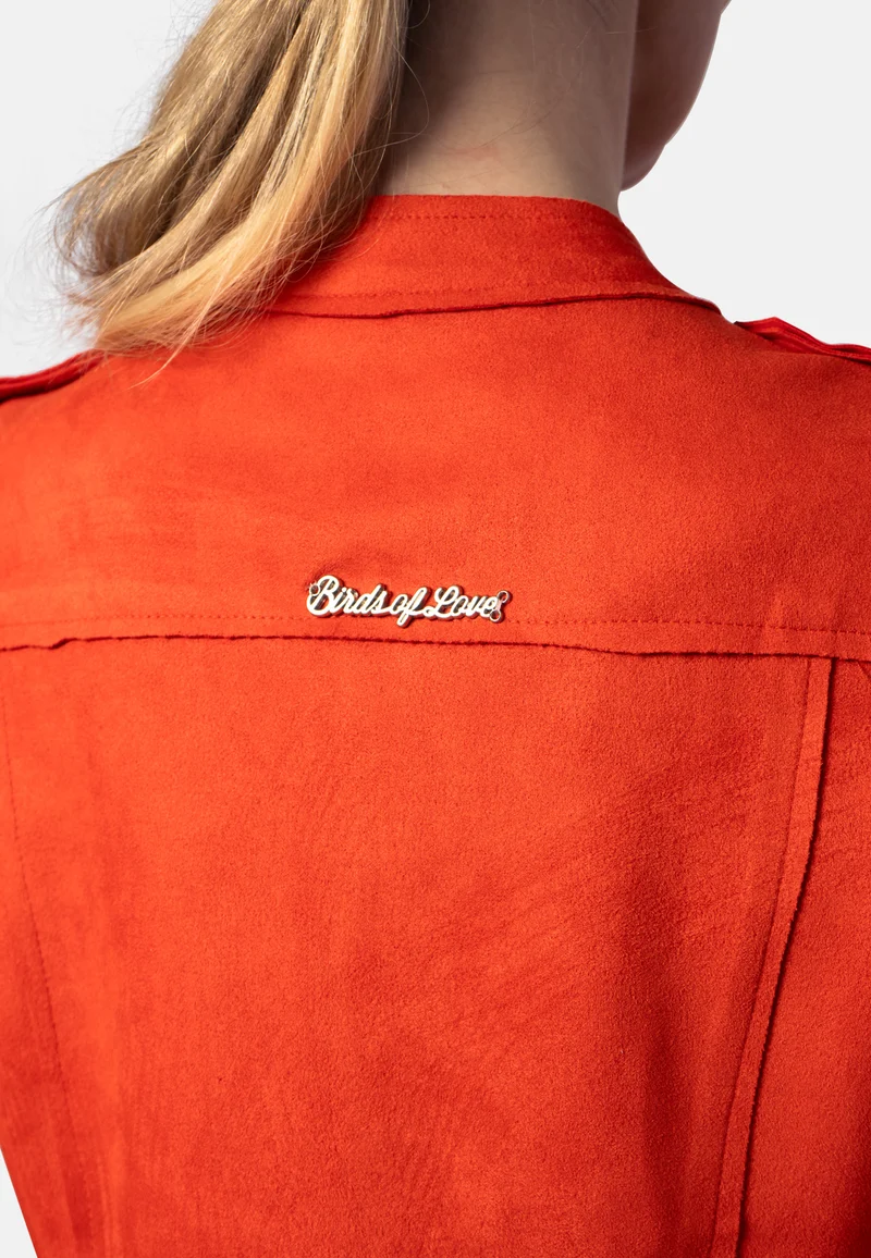Terrakottafarbenes Minikleid aus veganem Ökoleder