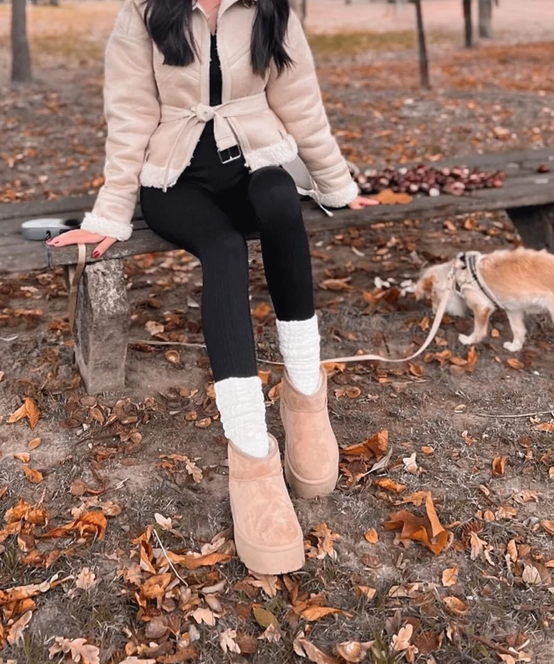 Gefütterte Plateau Boots Nina Camel