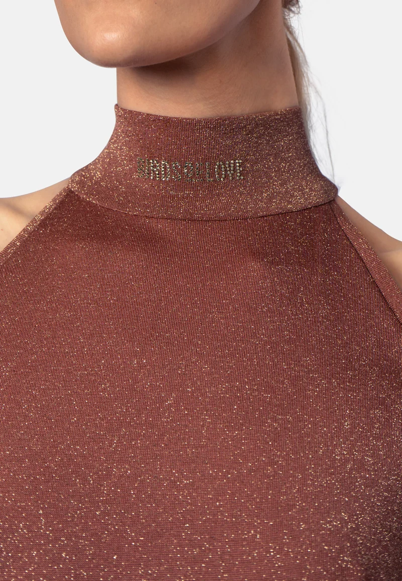 Tiramisu-farbenes Viskose-Jersey-Minikleid