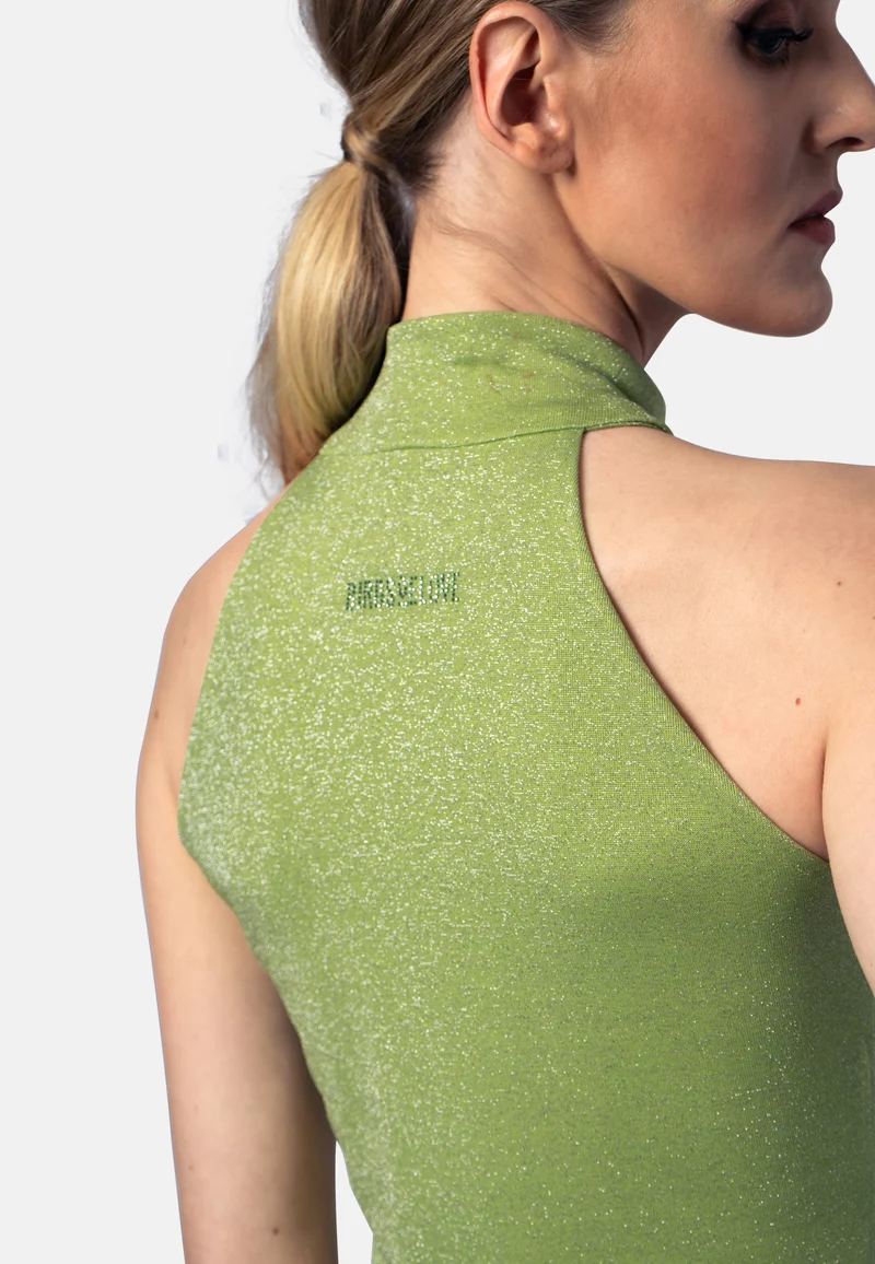 Limettengrünes Viskose-Jersey-Mini-Kleid