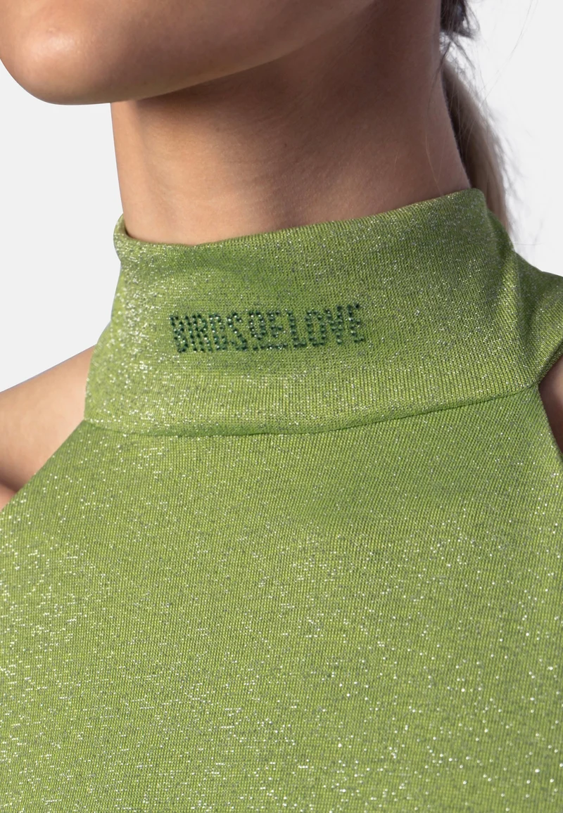 Limettengrünes Viskose-Jersey-Kleid