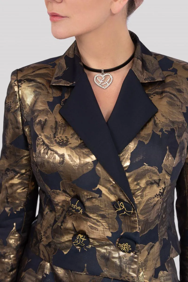Goldene Samt-Jacke für Damen | Eleganter Blazer