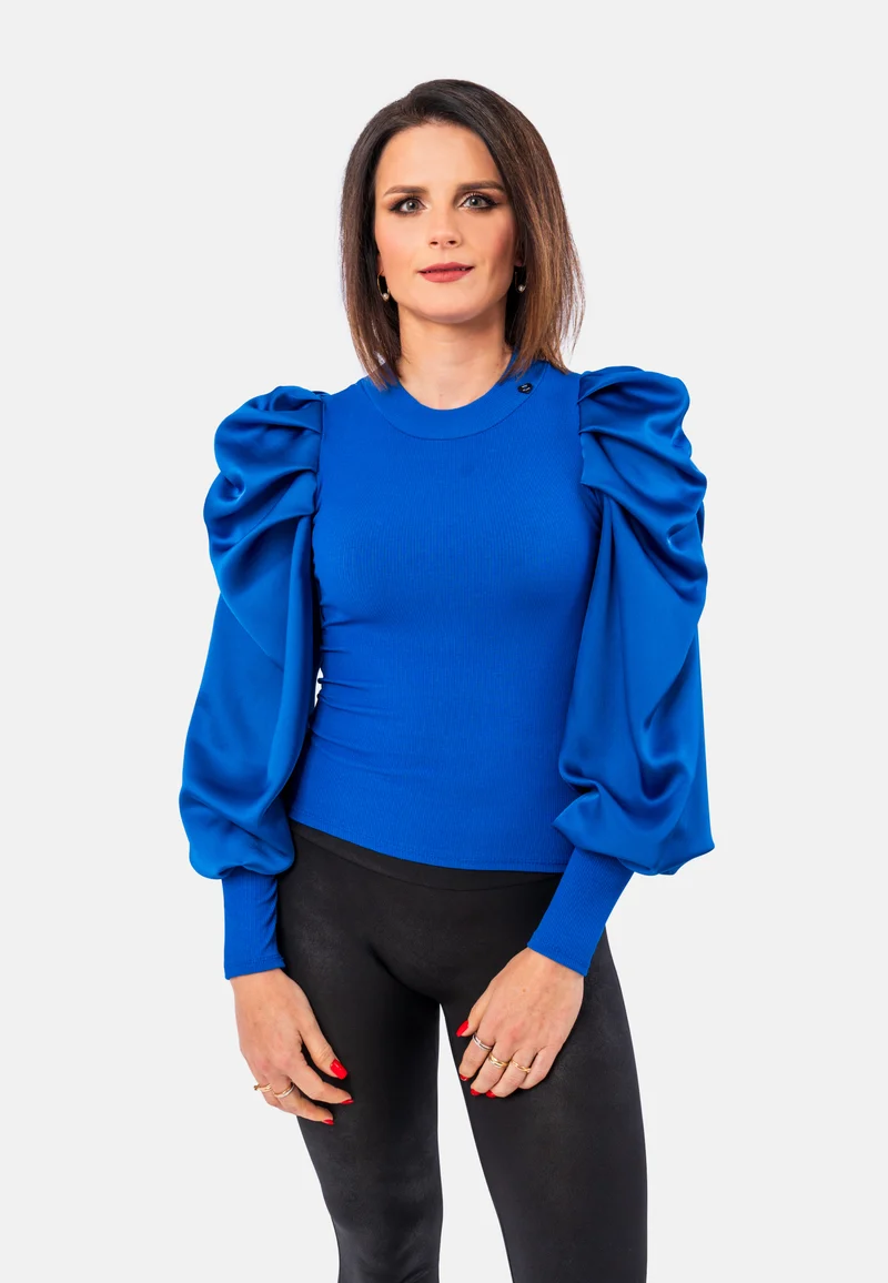 Romantisches Top mit Satin-Ärmeln | Elegantes Oberteil