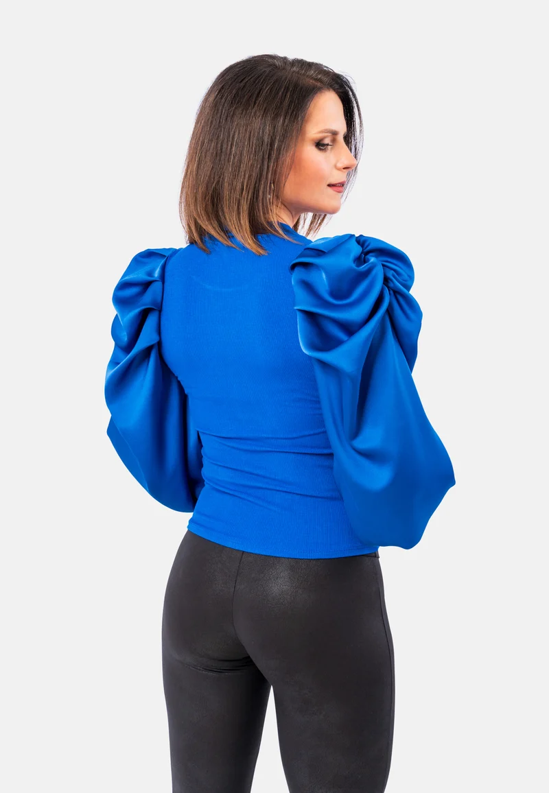 Romantisches Top mit Satin-Ärmeln | Elegantes Oberteil