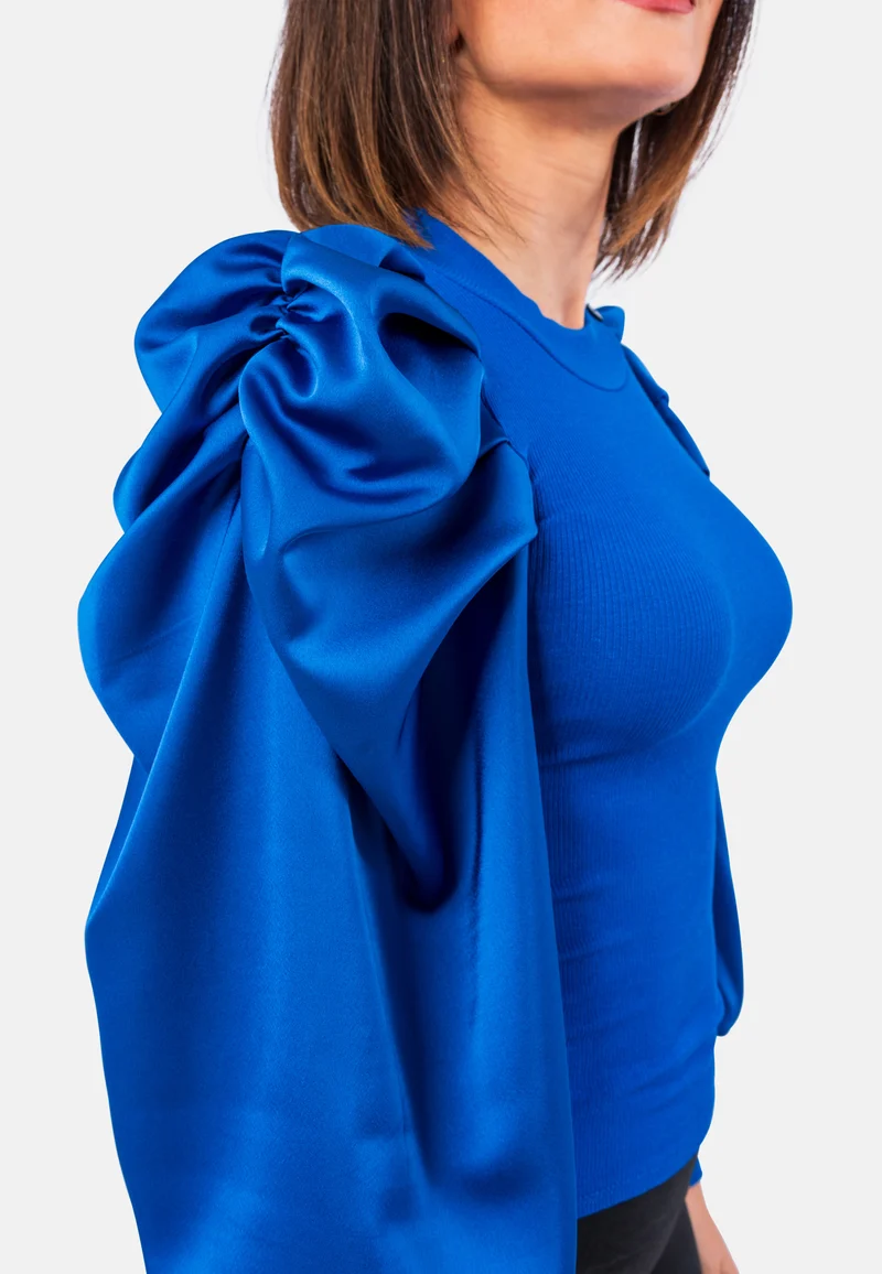 Romantisches Top mit Satin-Ärmeln | Elegantes Oberteil