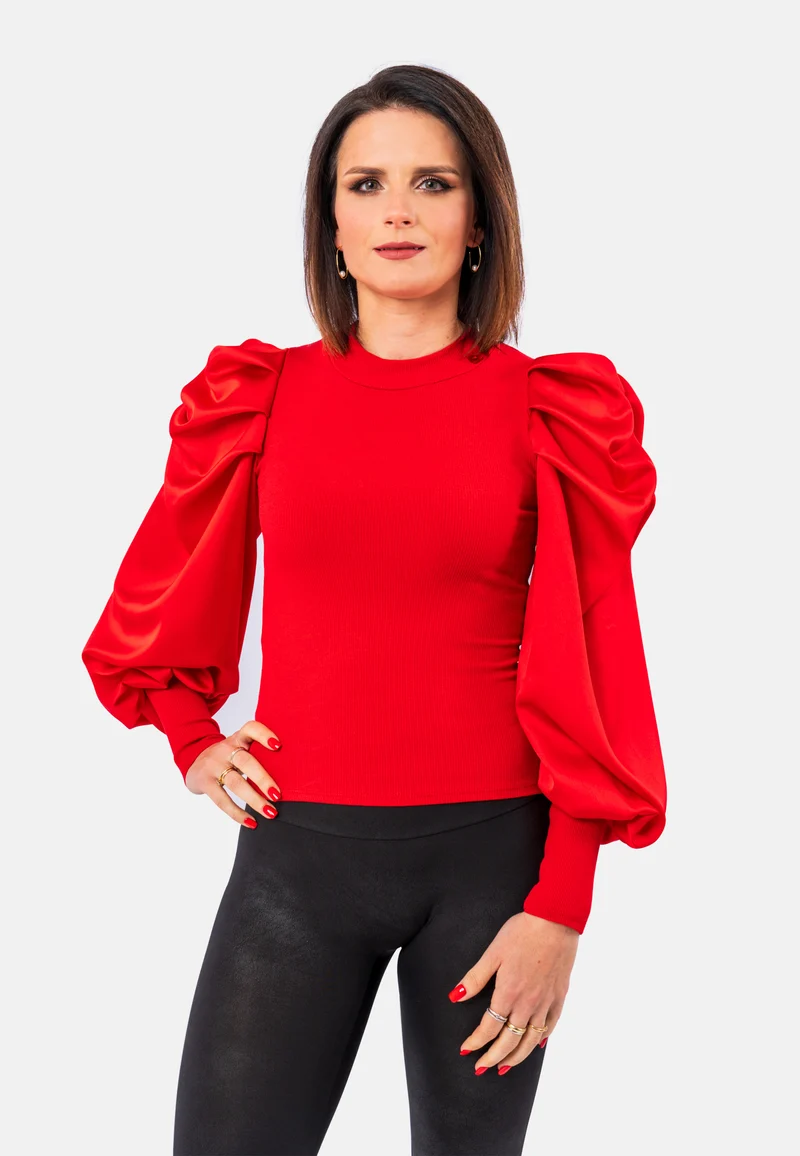 Romantisches Top mit Satin-Ärmeln | Elegantes Oberteil