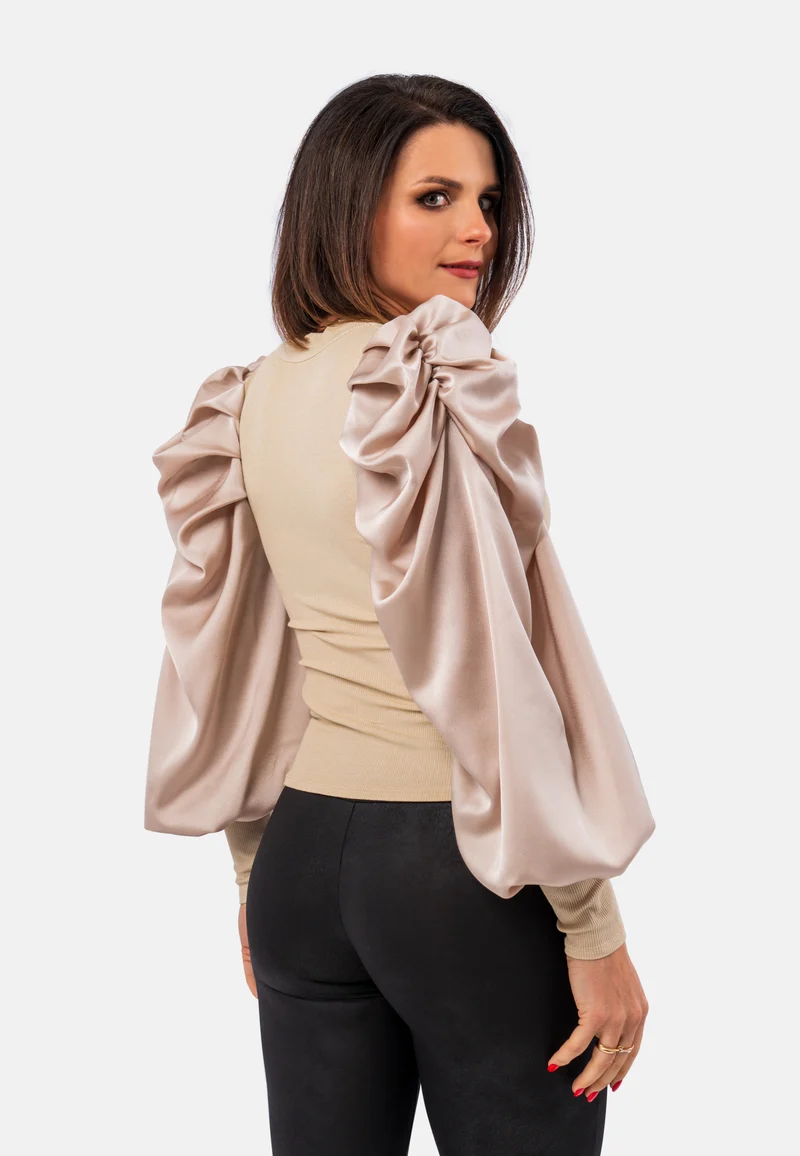 Romantisches Top mit Satin-Ärmeln | Elegantes Oberteil