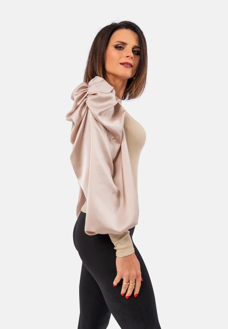 Romantisches Top mit Satin-Ärmeln | Elegantes Oberteil