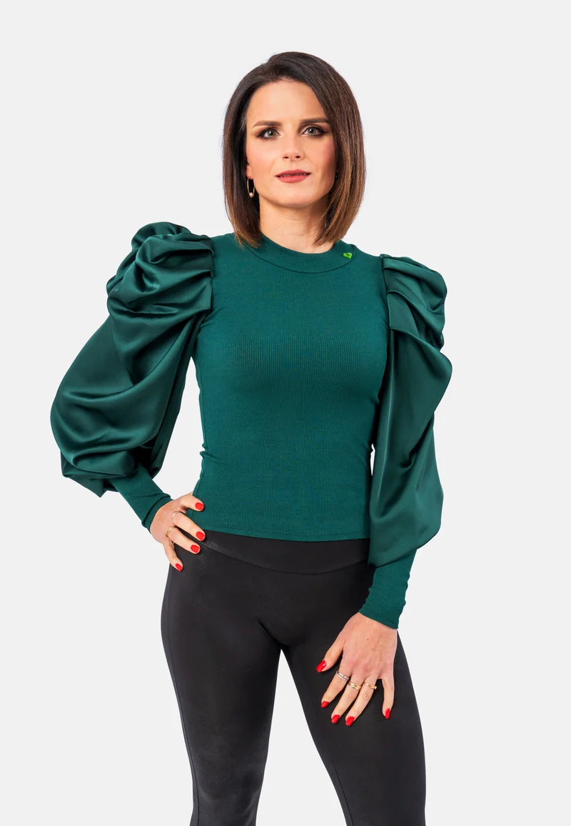 Romantisches Top mit Satin-Ärmeln | Elegantes Oberteil