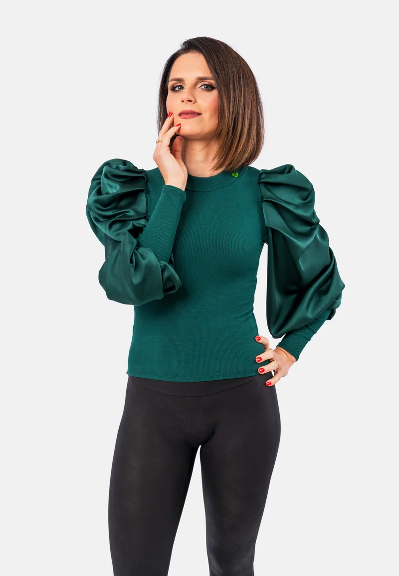 Romantisches Top mit Satin-Ärmeln | Elegantes Oberteil