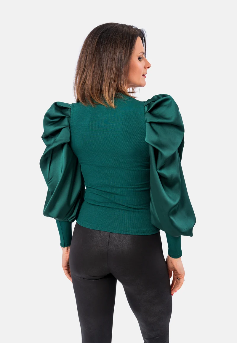 Romantisches Top mit Satin-Ärmeln | Elegantes Oberteil
