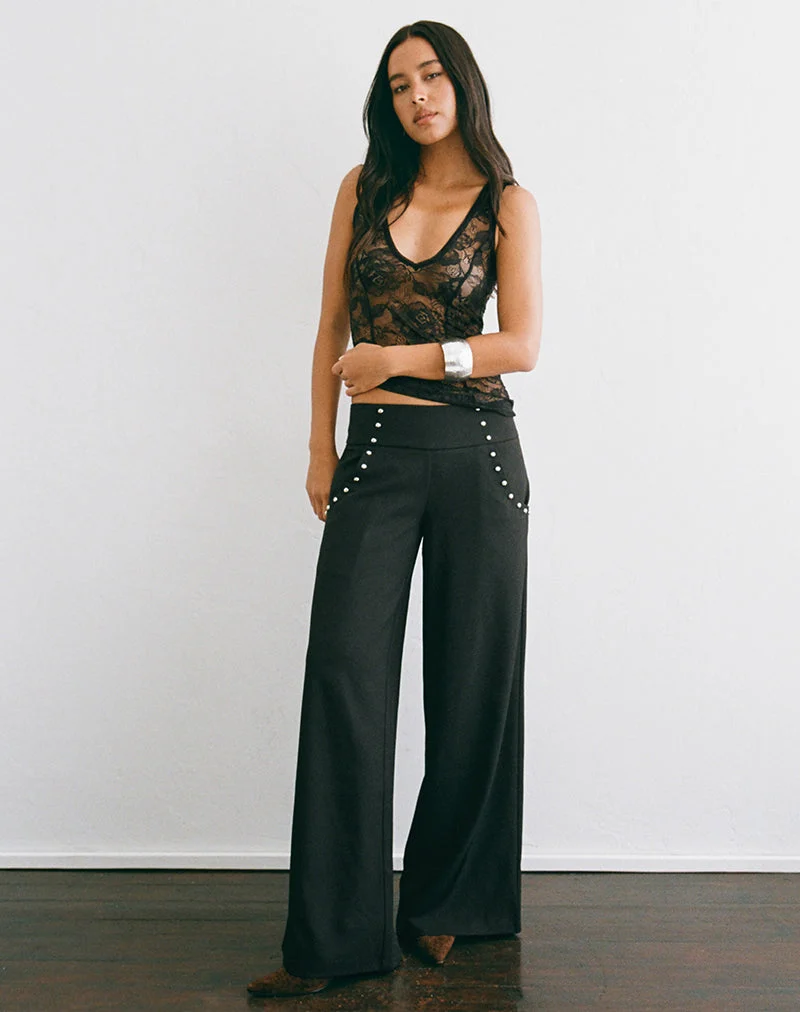 Andota-Hose mit Nieten in Tailoring Black