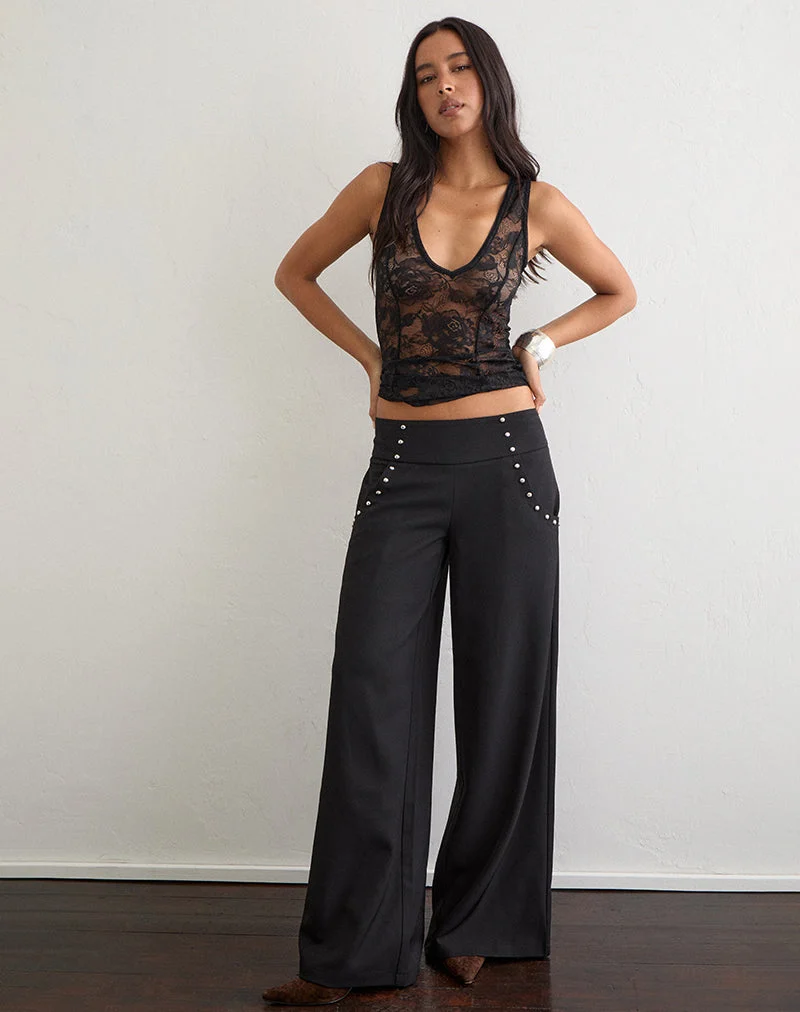Andota-Hose mit Nieten in Tailoring Black