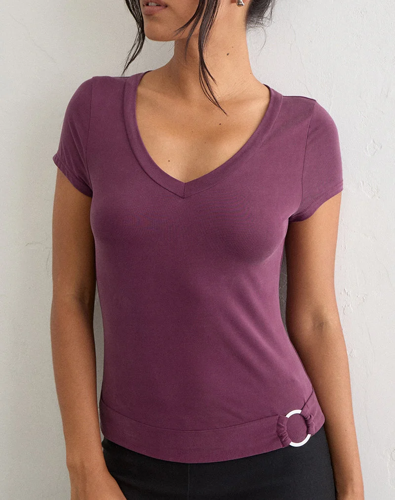 Aluvia-Oberteil mit silbernem Ring in Cupro Deep Purple