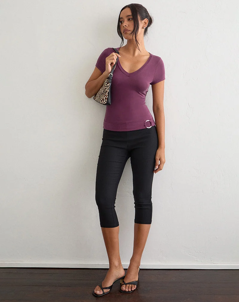 Aluvia-Oberteil mit silbernem Ring in Cupro Deep Purple