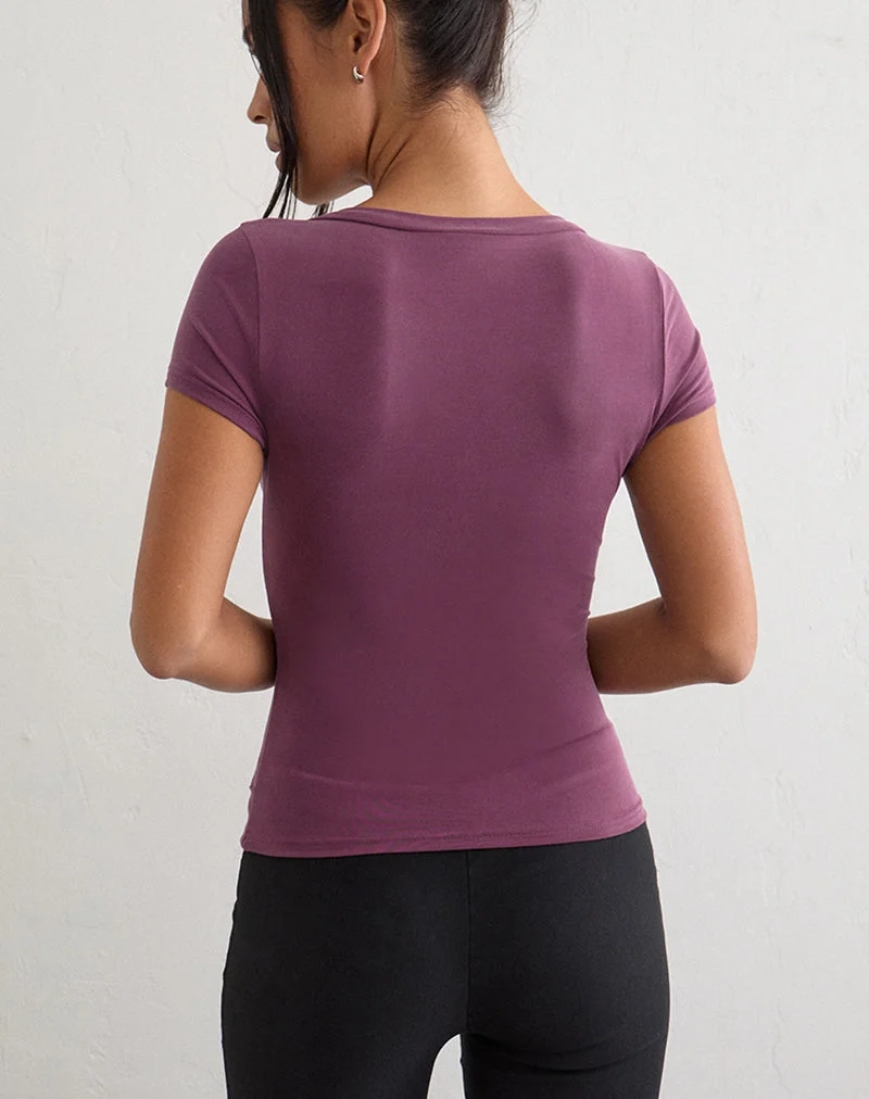 Aluvia-Oberteil mit silbernem Ring in Cupro Deep Purple