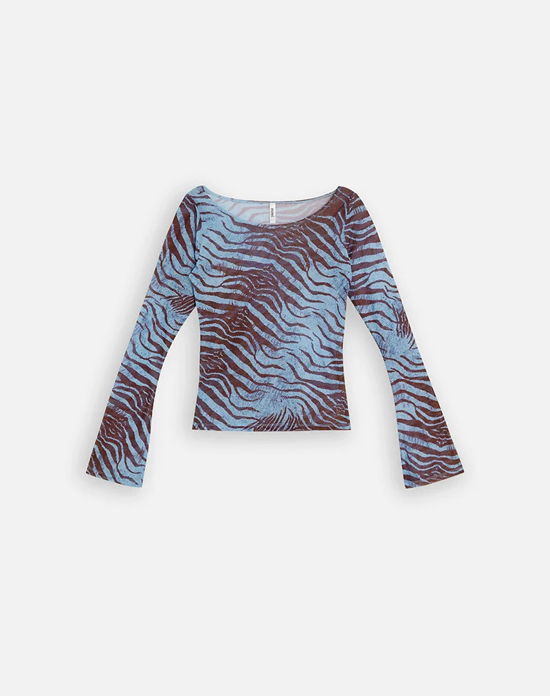 Tineko Langarm-Oberteil in „Wild Animal Blue“