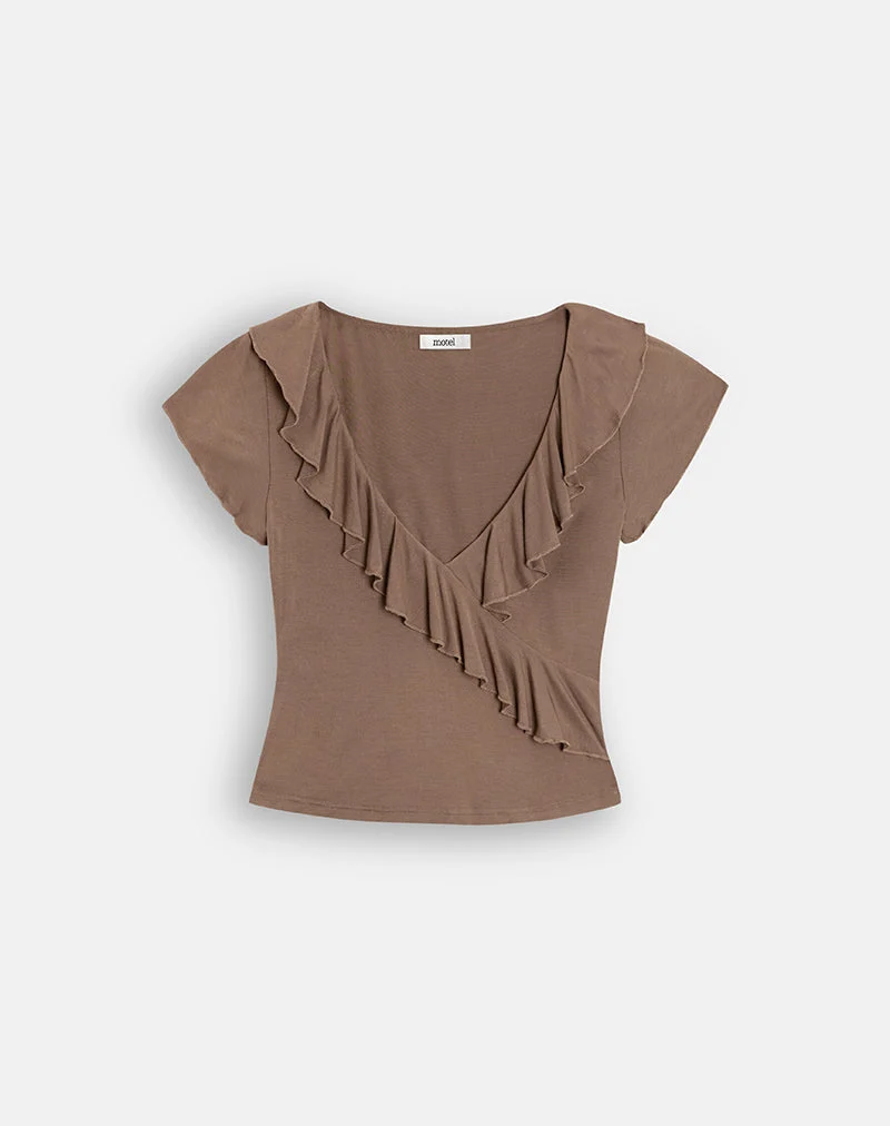 Briona-Top aus transparentem Jersey, braun