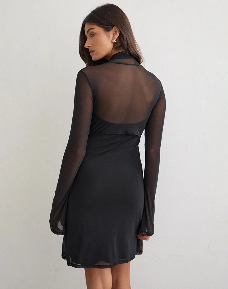 Milan Mini-Kleid mit Bolero aus schwarzem Netzstoff