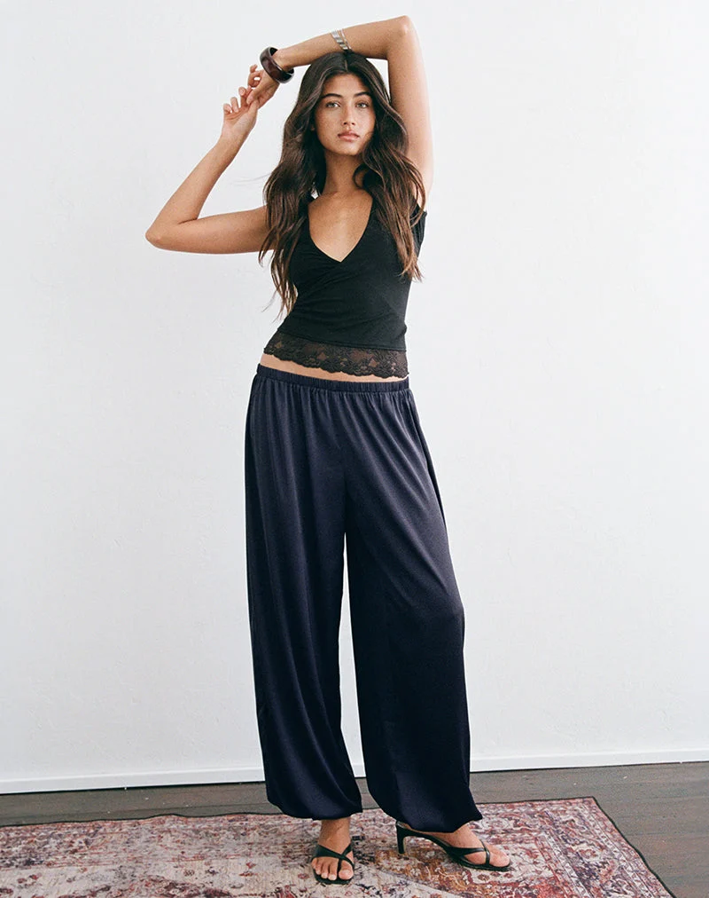 Hestama Ballonhose aus Satin in Marineblau