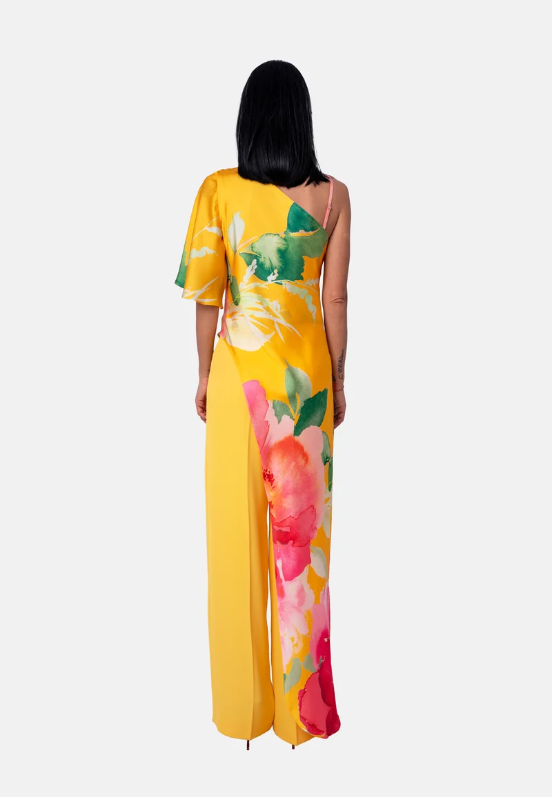 Lange Bluse mit One-Shoulder-Design in Gelb | Jardin by Birds of Love