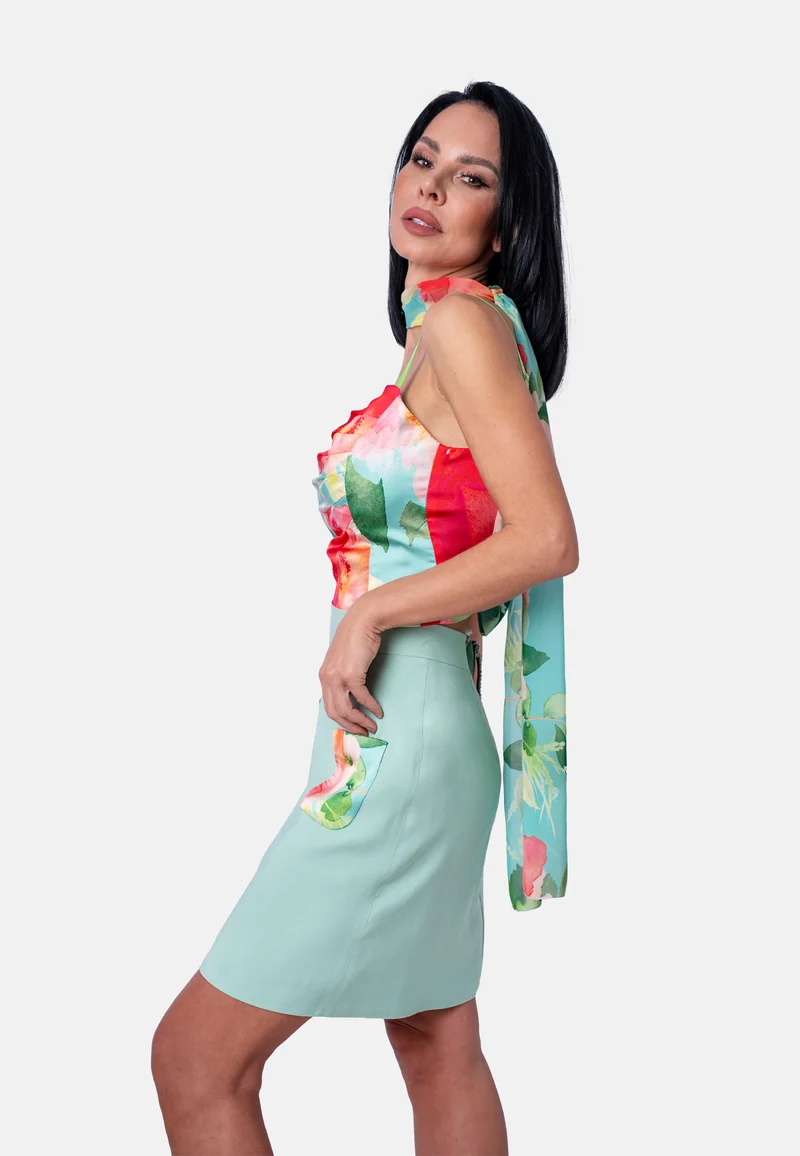 Floraler Sommertop mit Spaghettiträgern Mint | Jardin by Birds of Love