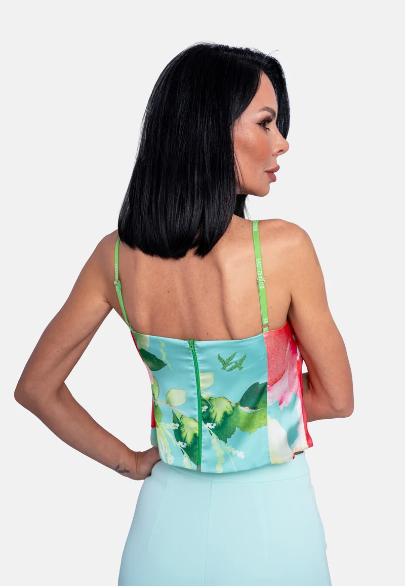 Floraler Sommertop mit Spaghettiträgern Mint | Jardin by Birds of Love