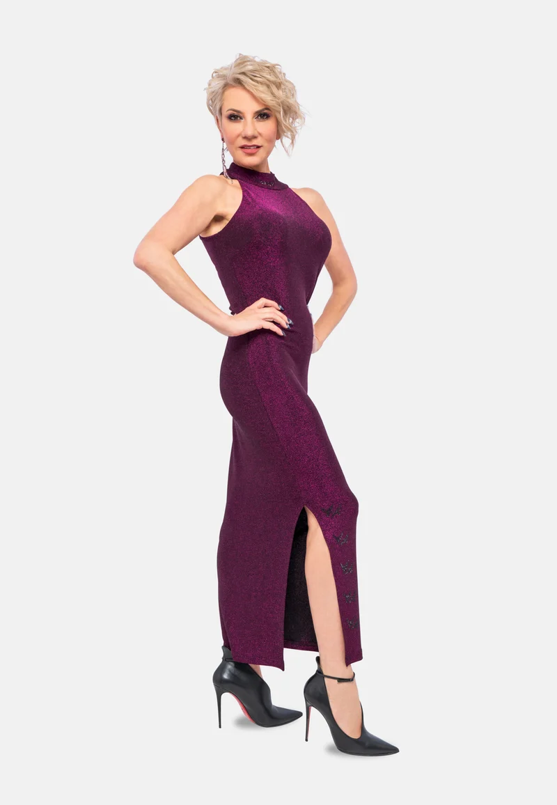 Fuchsia Berry Viskose-Jersey Abendkleid