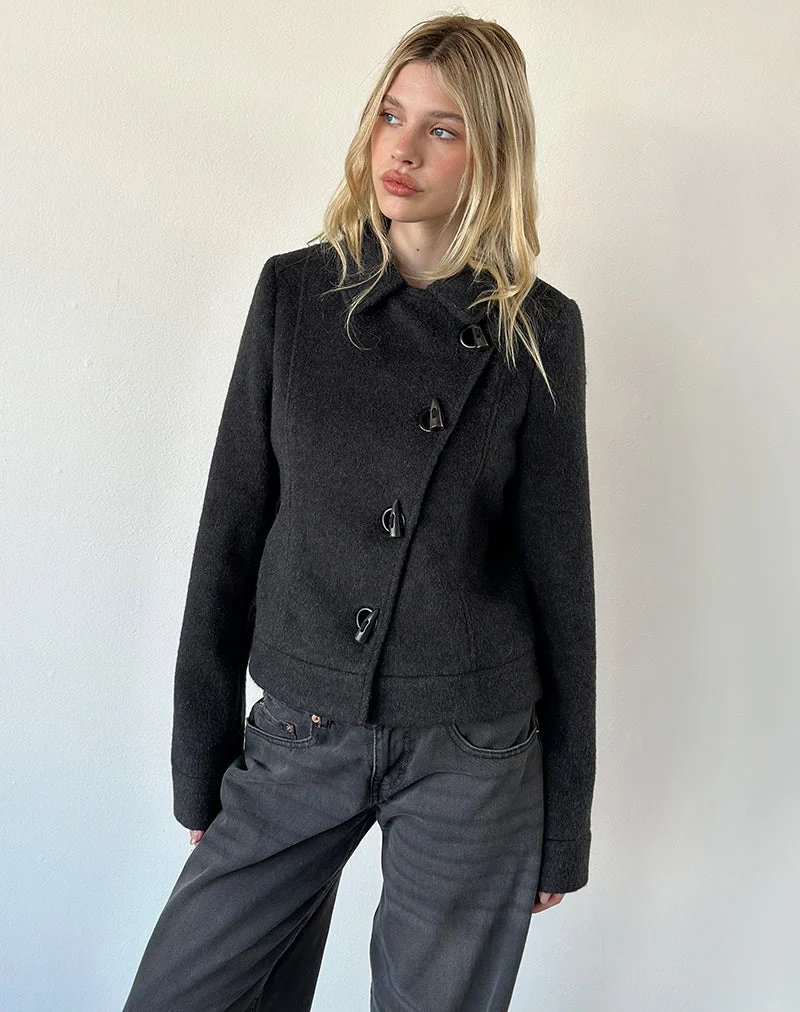 Niloufar-Jacke aus Wolle, dunkelgrau