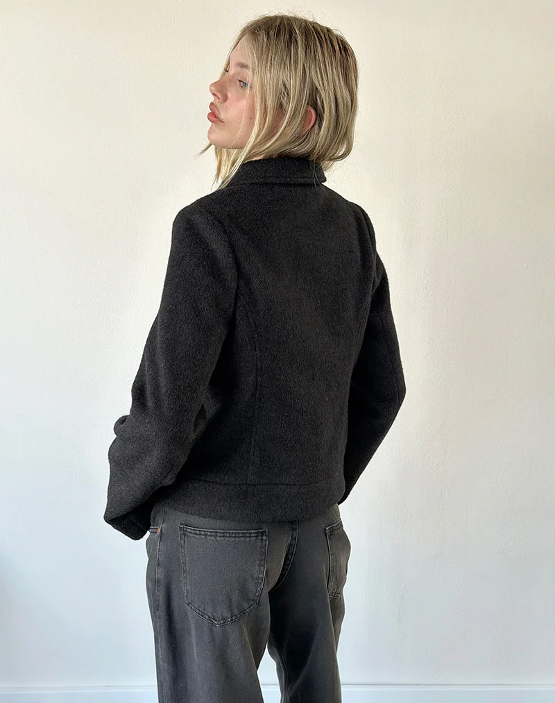 Niloufar-Jacke aus Wolle, dunkelgrau