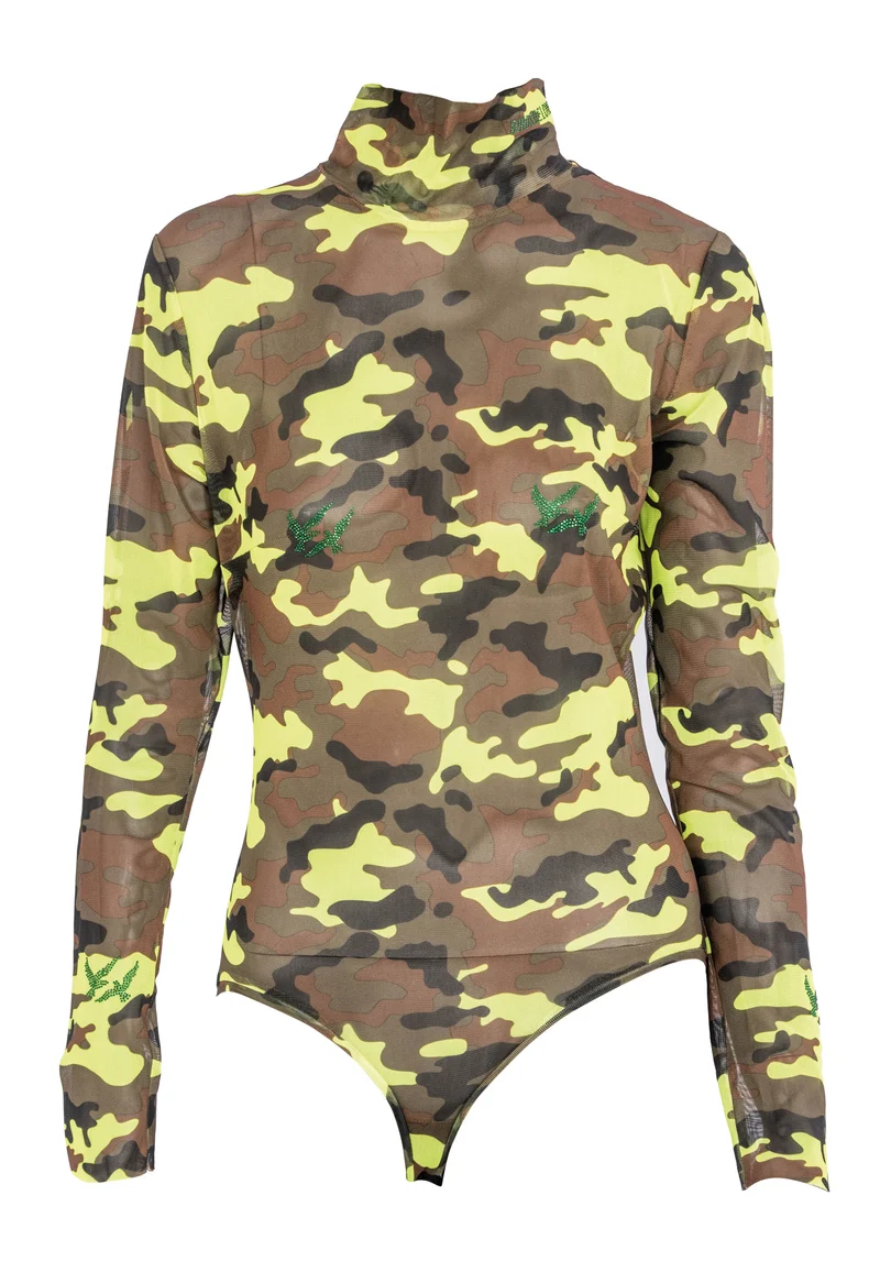 Body im Militär-Stil | Damen-Body mit langen Ärmeln