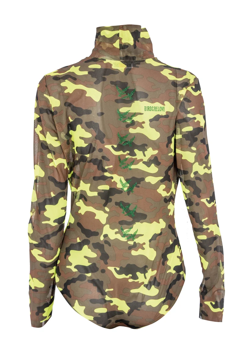 Body im Militär-Stil | Damen-Body mit langen Ärmeln