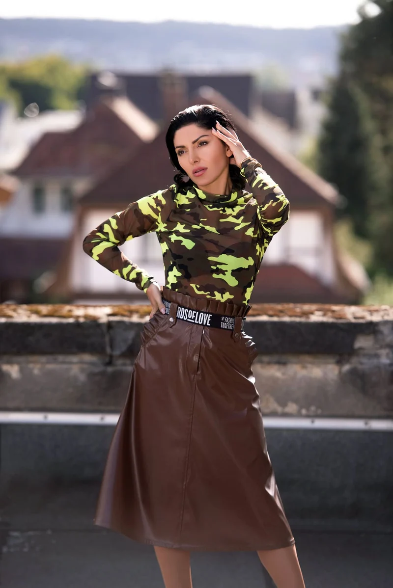 Body im Militär-Stil | Damen-Body mit langen Ärmeln