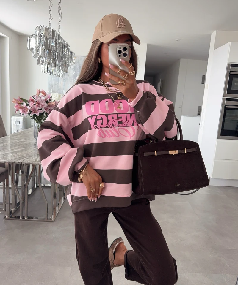 Streifen Pullover Lea Energy Rosa Braun