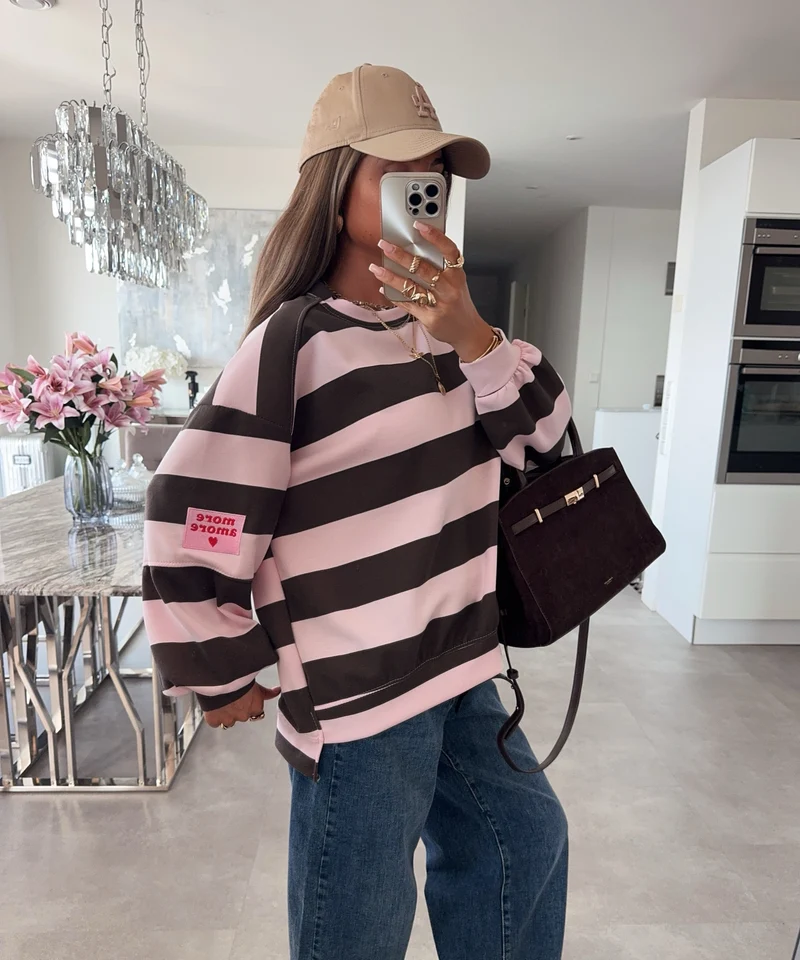 Streifen Pullover Fiora Braun Rosa
