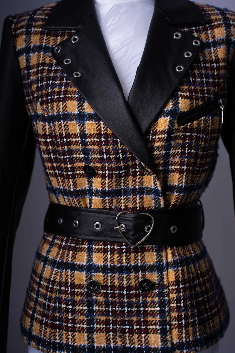 Tweed & Leather Statement Blazer