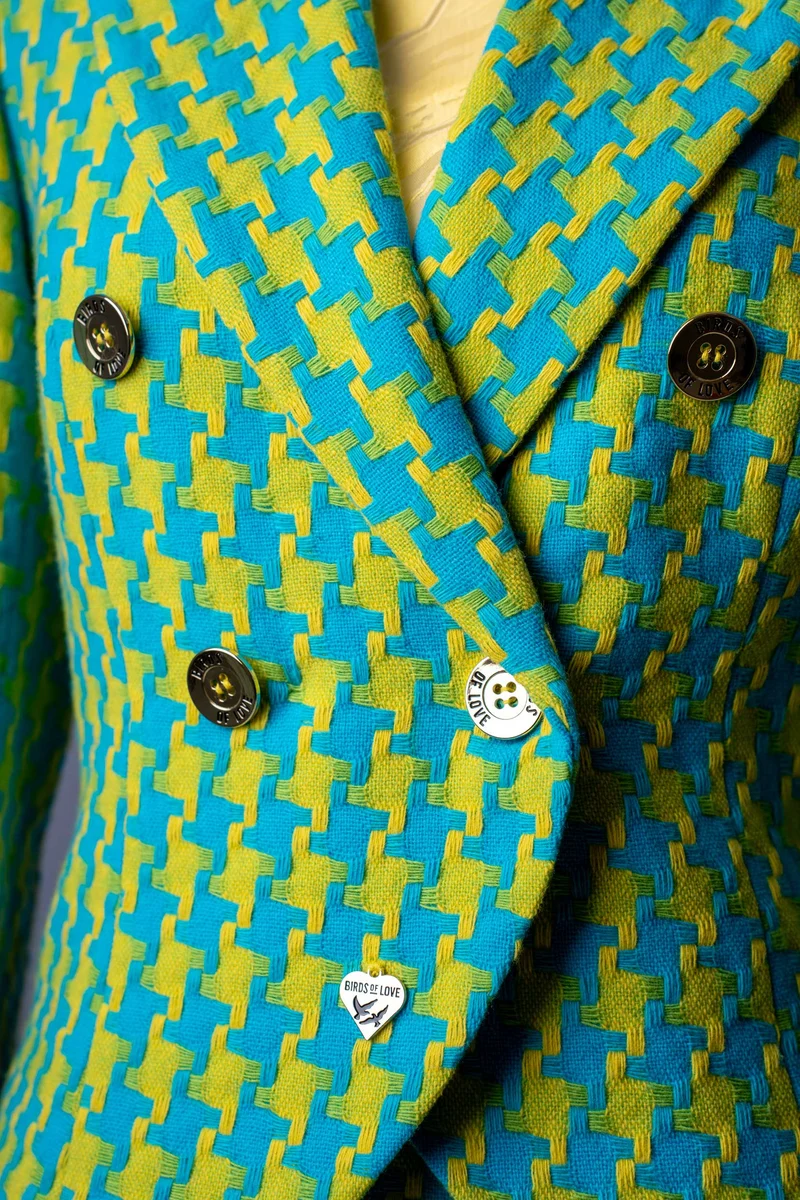 Damen-Kostüm Rock-Anzug | Hahnentritt Muster | Retro-Stil | 2-Teiler