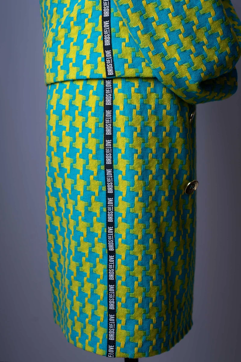 Damen-Kostüm Rock-Anzug | Hahnentritt Muster | Retro-Stil | 2-Teiler