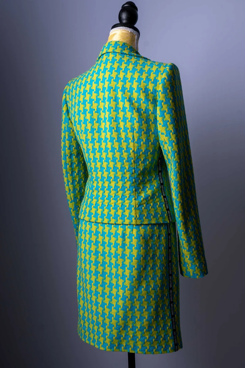 Damen-Kostüm Rock-Anzug | Hahnentritt Muster | Retro-Stil | 2-Teiler