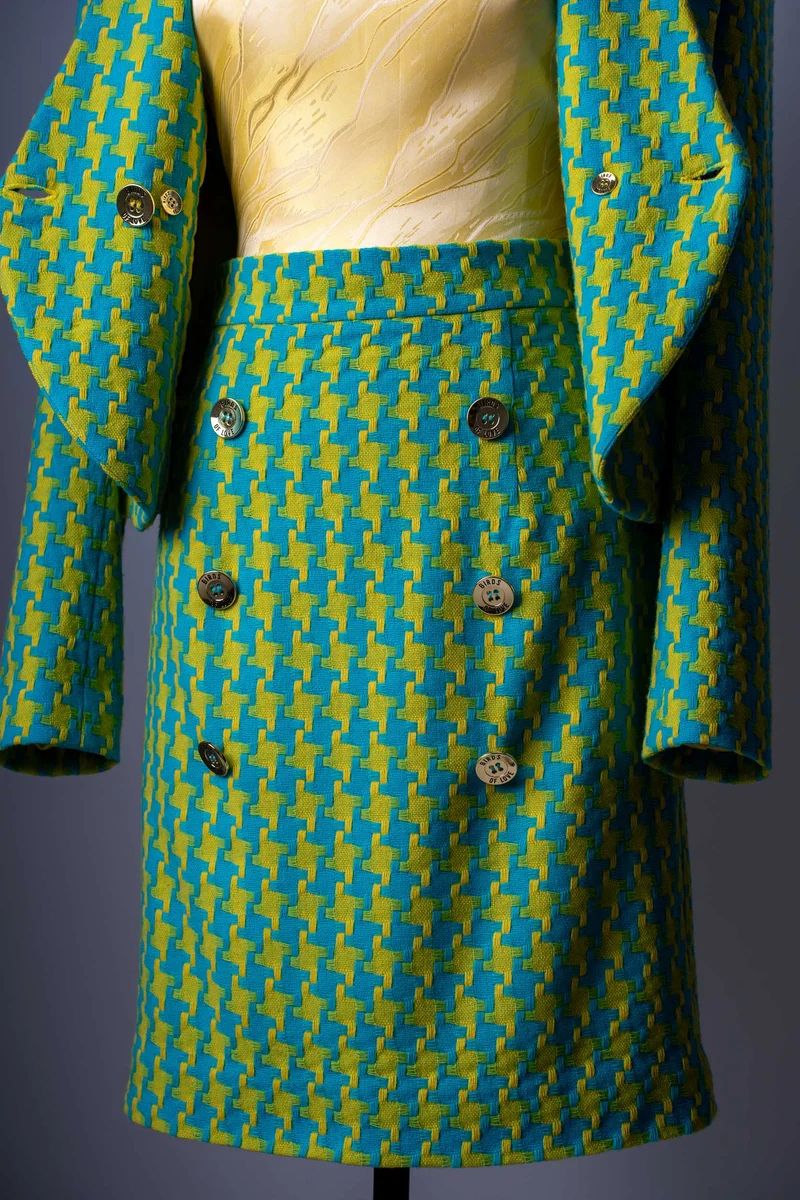 Damen-Kostüm Rock-Anzug | Hahnentritt Muster | Retro-Stil | 2-Teiler