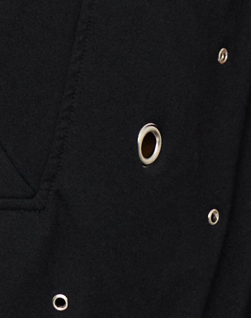 Chukaya-Kleid mit Ösen aus Rayon-Jersey, schwarz